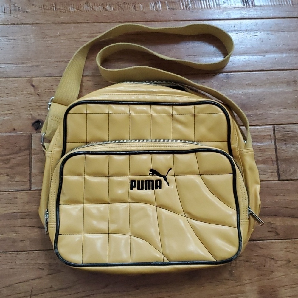 Puma vintage quilted yellow vinyl crossbody bag